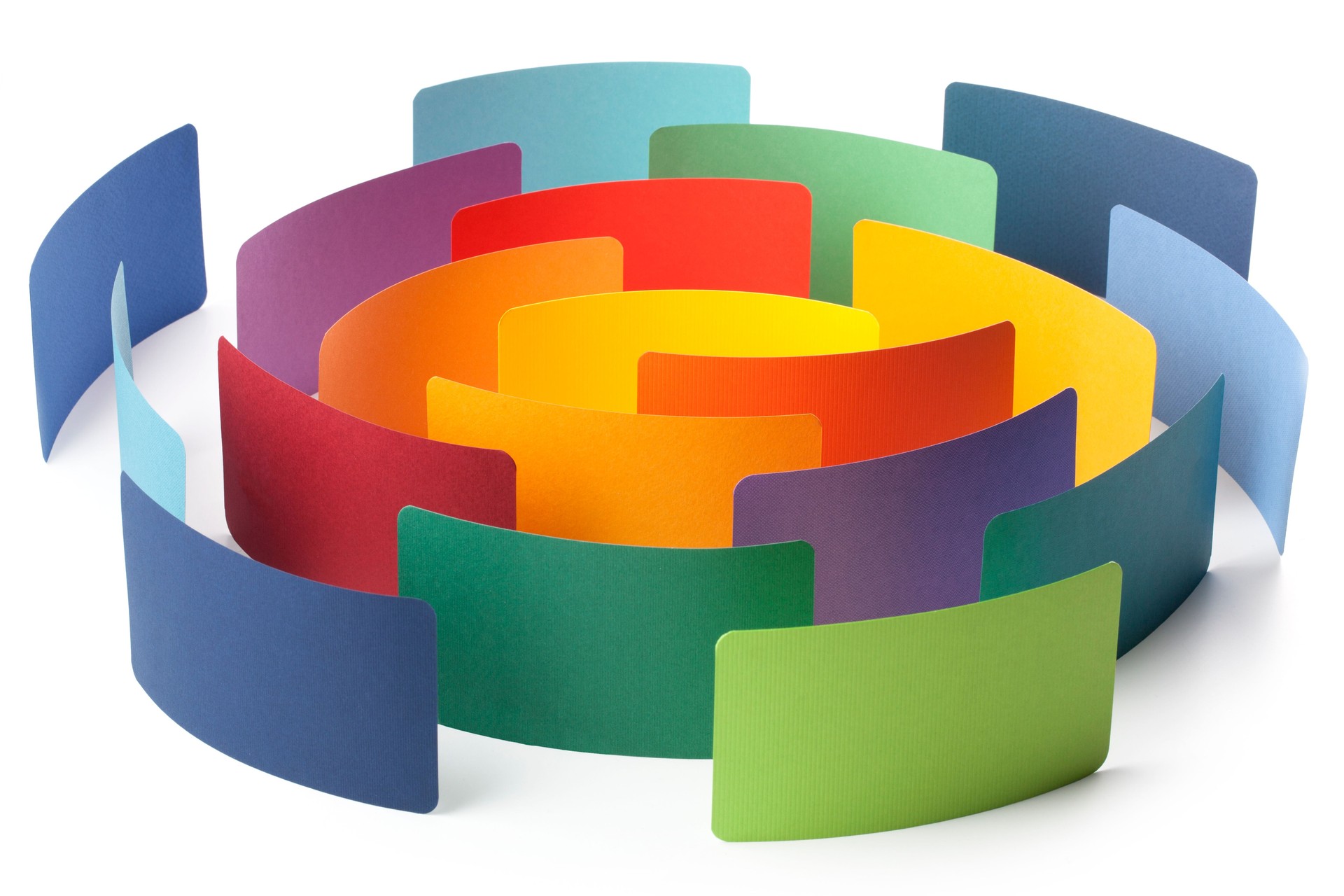 Paper color samples arranged in circle